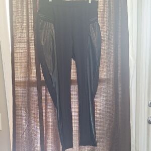 Black Leggings with Faux Leather Panels